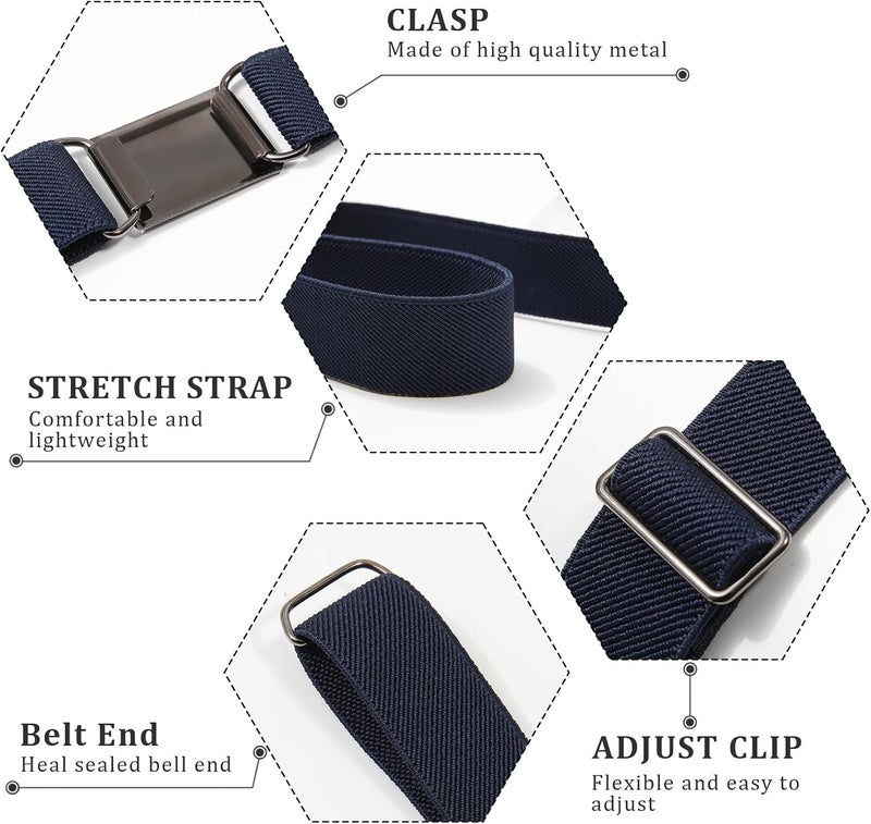 Kajeer Kids Belts 2 Pack for Boys Girls Elastic,Adjustable Silver Square Buckle Boy Toddler Belt for School Uniforms Causal - Image 3